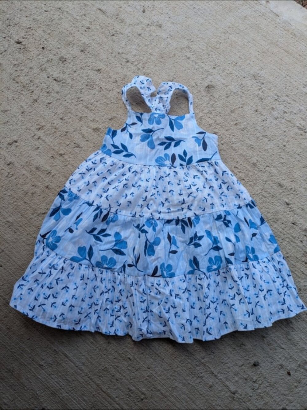 NWT Catherine Malandrino White and Blue Floral Tiered Sundress Size 4T
